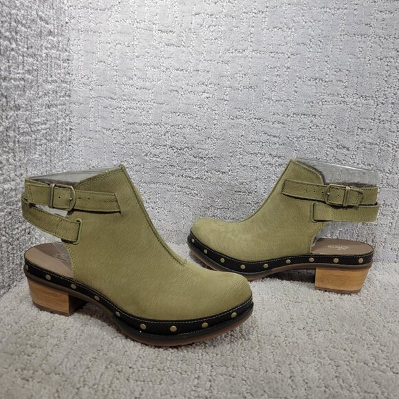 Chaco Cataluna Womens US 6 Moss Olive Green Waterproof Leather Ankle Strap Clogs - Picture 2 of 10